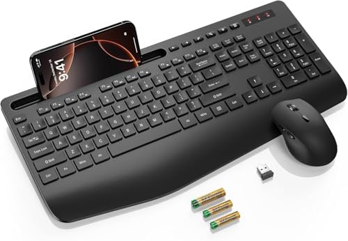 SABLUTE Wireless Keyboard and Mouse Combo, Full Size, Ergonomic Wrist Rest by SABLUTE