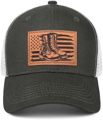Hat for Men Women, Baseball Cap Gifts for Men Women, Adjustable Cotton Leather Patch Trucker Baseball Cap by Unknown