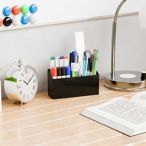 Yieach Magnetic Dry Erase Marker Holder for Whiteboard,Expo,Refrigerator,Fridge,Non Slip Magnet Pencil Holder,Wall Mounted Acrlic Pen Holder with Adhesive,Classroom and Locker Magnetic Organizer,Black - Image 5