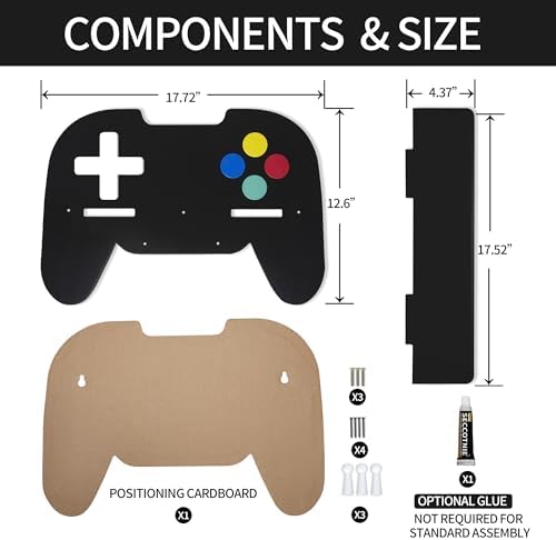 Game Room Decor, Black Gaming Floating Shelf, Game Controller Wall Shelf - Image 3