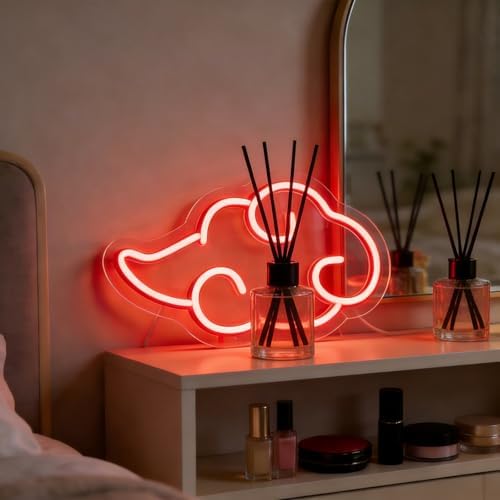 Red Cloud LED Neon Sign Wall Decor, Anime Style Decor USB Dimmable Night Light with Brightness Memory, Gaming Neon Sign, Led Sign for Bedroom, Game Room Decor, Man Cave Decor, Gift for Teens Boys 12"x7" - Image 5