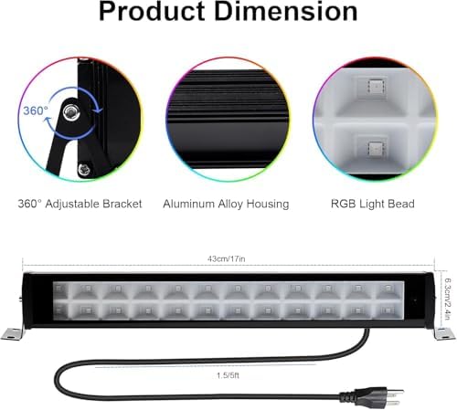 2 Pack 50W 2.4G Remote Control RGB Wall Washer Light with Remote Control & APP Control, for Birthday Party, Garden Lighting, Wall Display, Hotel, Building, Commercial Lighting - Image 7