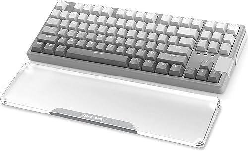 Acrylic Keyboard Wrist Rest -80% TKL Mechanical Keyboard- CNC Aluminum Alloy Customized Logo Desk Wrist Support for Computer Keyboard,Anti-Slip Base,Wrist Pad for Office & Home,Silver by SELORSS