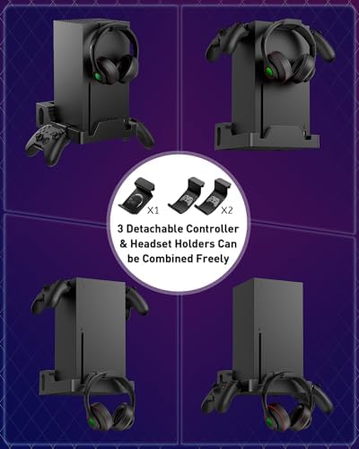 Wall Mount for Xbox Series X - Sturdy Wall Shelf Kit with 2 Controller Holders & 1 Headset Hook, Space Saving, Dual Ventilation Design, Easy Installation, Securely Mount Xbox Console Near or Behind TV - Image 5