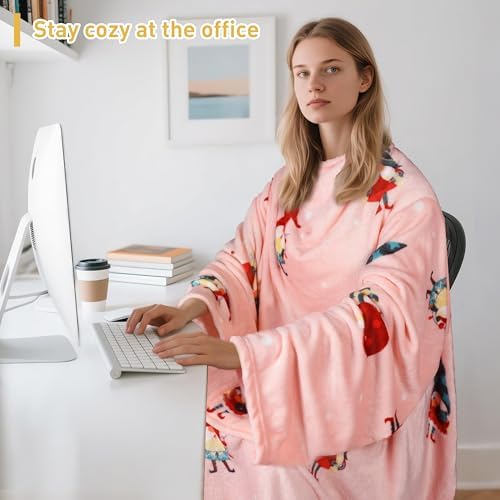 Catalonia Wearable Blanket with Sleeves for Women & Men, Fleece Wrap Throw - Image 3