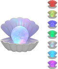 LKUA Shell Pearl Beach Themed Night Light, RGB 8 Colors Changing Mood Shell Pearl Lamps, Bedside LED Clamshell Portable Night Lights for Bar (White) by LKUA