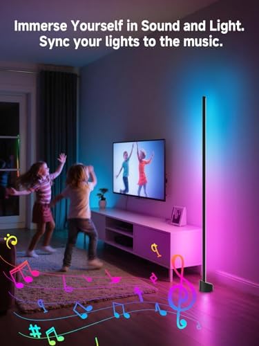 Tyute LED Corner Floor Lamp, RGBICW Corner Light with Music Sync, Smart App and Remote Control, 16 Million Colors & 68+ Scene, Ambient Lighting for Bedroom, Living Room Gaming Room (2pcs) - Image 3