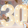 Pooqla 30th Birthday Decorations for Her Him, Decorative Marquee Numbers with Remote, Light Up 30 Sign for Party Backdrop 30th Wedding Anniversary Decor, Warm White and Cool White Number 30 by Pooqla