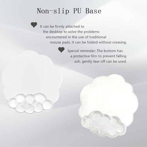 Gel Cloud Wrist Rest for Keyboard and Mouse Clear Mouse Pad with Wrist Rest 3PCS Ergonomic Cool Keyboard Wrist Pad Cute Acrylic Coaster Non-Slip Cute Transparent Mouse Wrist Pad for Computer Keyboard - Image 2