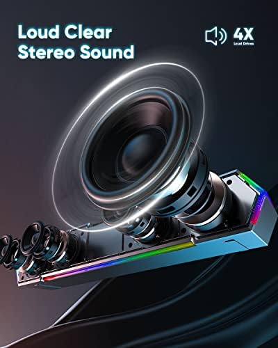 LENRUE G11 Computer Speakers for Desktop, Touch Lights PC Speakers with Surge Clear Sound, USB C/USB Powered, AUX Audio for Computer Desktop PC Laptop Desk - Image 2