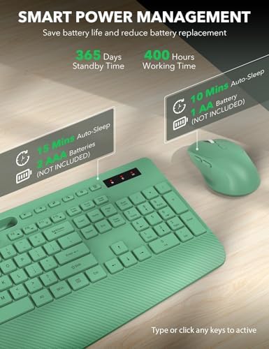Wireless Keyboard and Mouse Combo - Full-Sized, Ergonomic Wrist Rest - Image 5