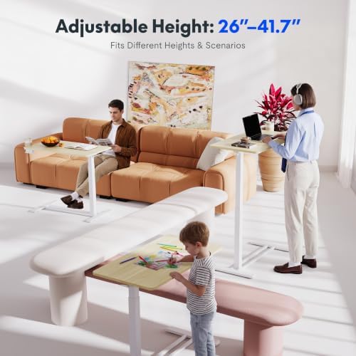 FLEXISPOT H7 28" Pneumatic Height-Adjustable Overbed Table with Wheels - Image 3