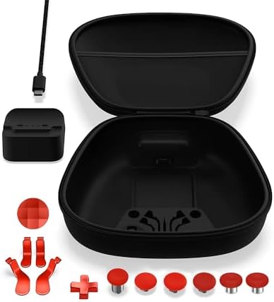 Complete Component Pack Replacement Parts Repair Accessories Kit with Storage Case, Charging Dock and Cable,6 Thumbsticks, 4 Paddles, 2 D-Pads for Elite Series 2 and Core Controller by Rzkipdy