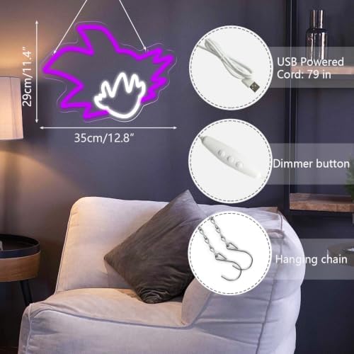 GALLIA Anime Theme Cartoon LED Neon Sign for Wall Decor, Dimmable Anime Light Up Display, Kids Bedroom Game Room Decoration, (Dragon Gohan) - Image 3