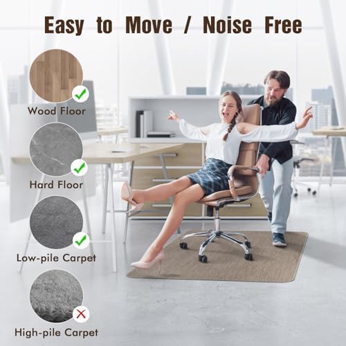 Blvornl Office Chair Mat for Hardwood Floor, Computer Chair Mat, 45"x 53" | Dark Brown, Waterproof, easy to clean, suitable for hardwood, laminate, Rattan Woven Pattern, Durable Solid PVC Material - Image 3