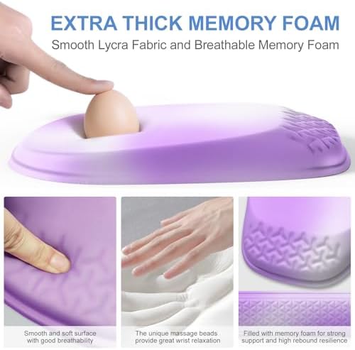 Mouse Pad with Wrist Rest, Comfortable Memory Foam Wrist Rest for Computer Keyboard, Ergonomic Mouse Pad Set for Easy Typing & Pain Relief - Gradient Purple - Image 3