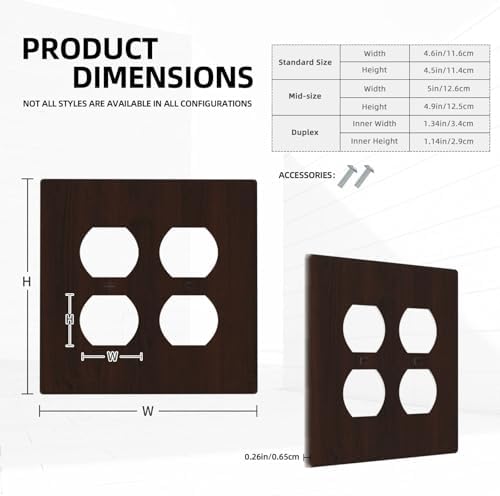 Decorative Switch Plate Covers Rustic Vintage Dark Brown Wood Grain 2-Gang Duplex Light Switch Covers Gfci Wall Plate Electrical Receptacle Switchplate Plug Faceplate for Farmhouse Decor - Image 5