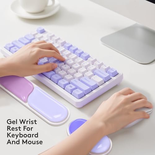 Gel Keyboard Wrist Rest Pad Set, Ergonomic Keyboard Mouse Wrist Support for Typing Pain Relief, Upgrade Wrist Rest Support Pad, Purple Color Block - Image 3