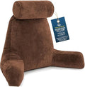 Husband Pillow XXL The Original for Adults - 30" Tall Backrest for Sitting Up in Bed - Firm Support Reading & Bed Rest Pillows for Adults, Neck Roll, Removable Cover - TV - Chocolate by HusbandPillow