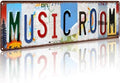 Music Room Vintage Metal Tin Sign, License Plate Style Wall Decor, Colorful Retro Design 4×16 Inch (26002) by Funnysign