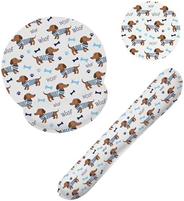 Cute Dachshund Puppy Keyboard Wrist Rest Pad Mouse Pad Set,Ergonomic Mousepad Wrist Support Memory Foam Desk Pad for Gaming Office,Non-Slip Rubber Base Easy Typing for Home Office Computers by Unknown