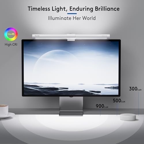 Quntis White Monitor Light Bar with Backlight, Desk Light with Remote - Image 2