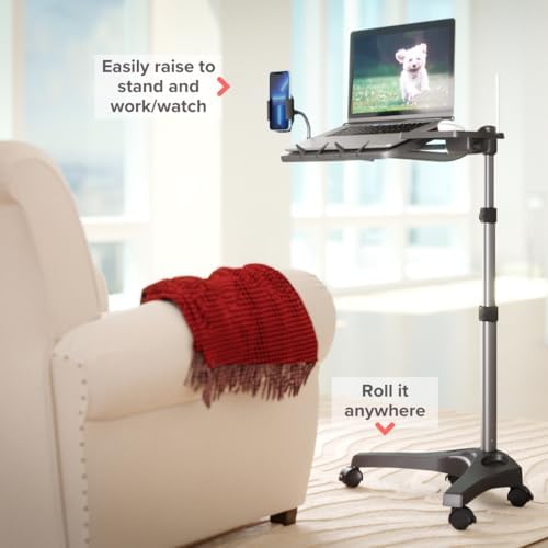 LEVO G2 V16 Rolling Laptop Stand with Mouse Tray and Phone Holder - Image 6