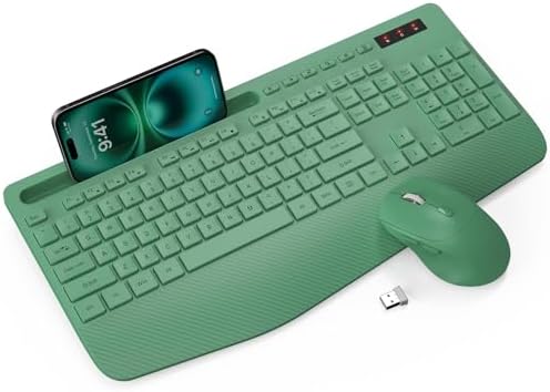 Wireless Keyboard and Mouse Combo - Full-Sized, Ergonomic Wrist Rest by Trueque