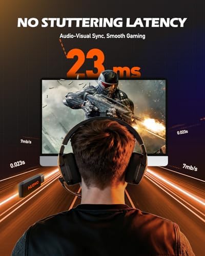 NUBWO Wireless Gaming Headset with Mic for Ps5 Ps4 PC, Zero Interference, 100-Hour Battery All-Day Play, 23ms Sync​ for Fortnite & Call of Duty/FPS Gamers, Triple Mode All Devices Compatible - Orange - Image 5