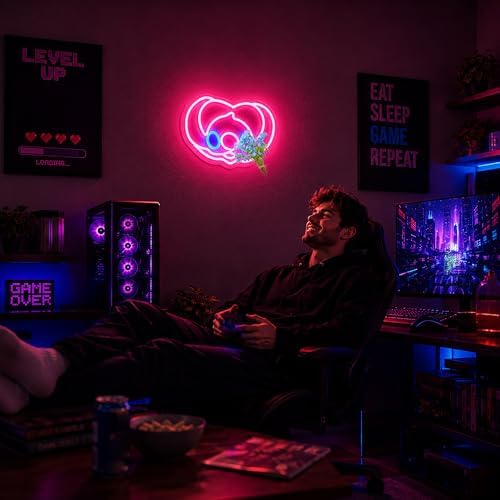 bkuupau Neon Signs for Wall Decor, Pink Anime Led Sign Neon Light up Signs - Image 2