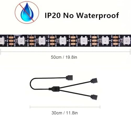 RGB Strip Light for PC Case, 2x19.7in 60LEDs Addressable LED Strip for Motherboard 5V 3-Pin Header Gaming Case DIY Lighting - Image 5