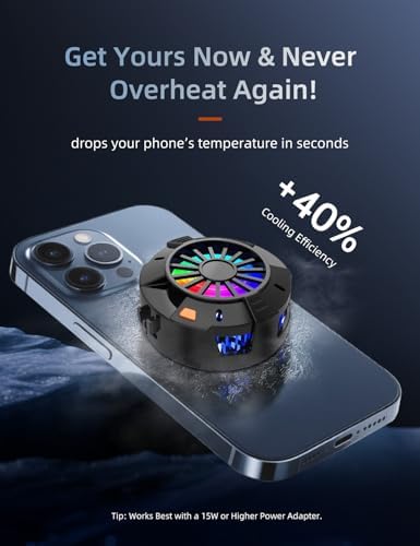 Surilehege Magnetic Cell Phone Cooler for Gaming, 2-in-1 Mobile Phone Cooling Fan Radiator for Magsafe iPhone iPad Tablet - Image 3