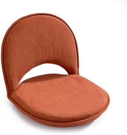 YOUKEEEJOJO Floor Chair 5-Position Adjustable Back Support Chair Foldable Camping, Floor Lounger,Corduroy Fabric, Video-Gaming Reading Watching, Indoor Outdoor Use(0range) by Unknown