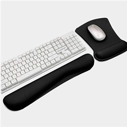 ToLuLu Keyboard Wrist Rest Pad Ergonomic Mouse Pad Set, Cute Mouse Pad for Computer Laptop, Non Slip Mousepad Keyboard Wrist Support with Raised Memory Foam for Easy Typing Pain Relief, Plain Black - Image 2