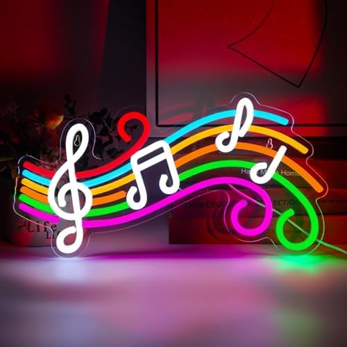 Music Neon Sign Musical Note Staff LED Light Sign for Vocal Recital Concert by Gevbay