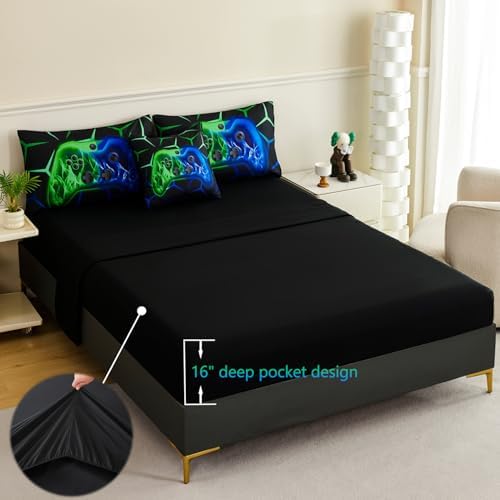 ZRNBAST Blue Green Gamer Comforter Set Full Size Boys Gaming Bed in a Bag - Image 5