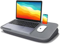 Lap Desk with Cushion, Fits up to 17 inch Laptop, Pillow Designed, Portable Laptop Stand with Tray, Pad & Phone Holder, Home Office for Bed/Couch/Car/Reading/Writing, MillHome (Gray) by MillHome