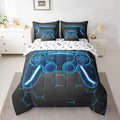 Feelyou Gamer Comforter Set with Sheets for Kids Boys Teens Game Controller Bed in a Bag Gaming Gifts 7 Piece Bedding Set Queen Size for All Season,Blue Bed Set by Feelyou