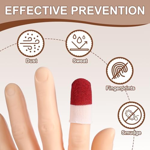PATIKIL Controller Finger Thumb Sleeve, 40 Pack Mobile Gaming Finger Sleeve Silver Fiber Tip Gloves Anti-Sweat Breathable for Game Phone Touchscreen Devices, White/Red - Image 4