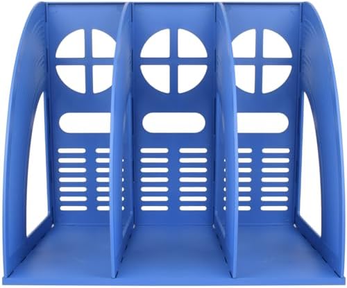 SAYEEC Magazine File Holder Desk Binder Holder Plastic File Sorter Folder Organizer Stand Book Shelf Dividers Vertical Filling Storage Rack Desktop Bookshelf Display Box for Office School Home (Blue) - Image 4