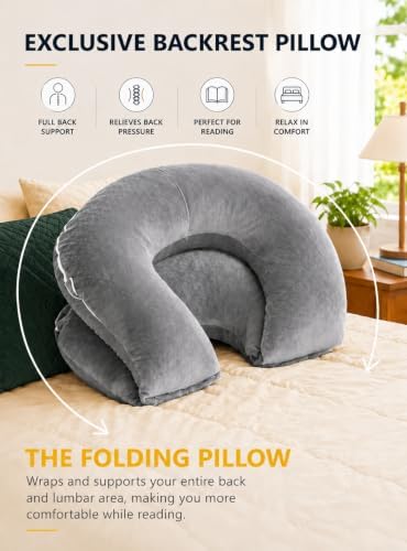 INSEN Reading Pillow, Back Pillow for Sitting in Bed and Couch, Gaming Pillow for Adults, Sit Up Support for Bed - Image 6