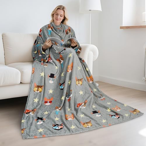 Catalonia Wearable Blanket with Sleeves for Women & Men, Fleece Wrap Throw - Image 2
