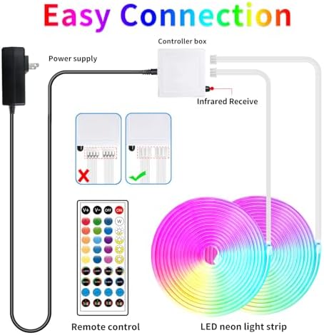segrass 100FT RGB LED neon Rope Lights LED neon Lights with Remote/APP Control 24V IP65 Waterproof Flexible Neon LED Strip Lights for Bedroom Room Outdoors Decor（2 Rolls of 50ft） - Image 7