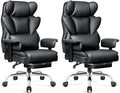 BESTFAIR Big and Tall High Back Ergonomic Office Desk Chair with Foot Rest | 400 LBS Heavy Duty Oversized Leather Gaming Chair, Lumbar Support for Prolonged Sitting, 23.6" Padded Wide Seat, Black 2 Pack by BESTFAIR