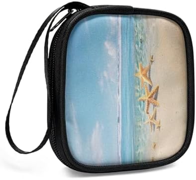 Beach Starfish Headphones Carrying Case, Protective Shell Travel Bag for Cable, Charger Storage for Earphone, Earbud, Earpieces Headphone Bag Travel - Image 3