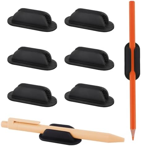 ZUFECY 6 Pack Adhesive Pencil Holders for Desk, Flexible Black Silicone Pen Holder with Adhesive Pads for Office Essentials and Teacher Supplies by ZUFECY