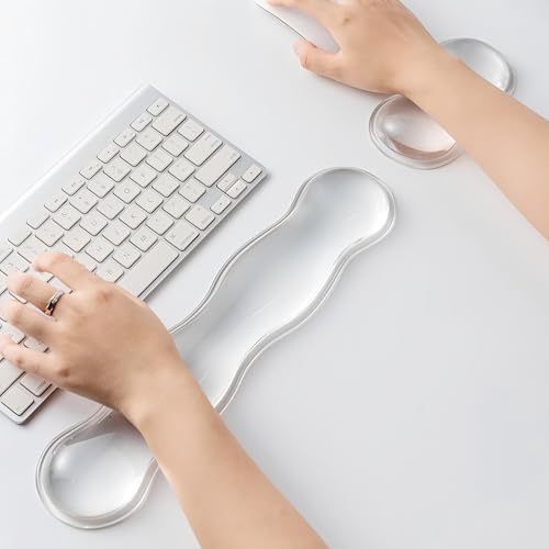 Gel Keyboard Wrist Rest Set, Clear Wrist Rest for Keyboard and Mouse, Ergonomic Keyboard Mouse Wrist Rest for Typing Pain Relief, Suitable for Office, Gaming, Computer, Laptop - Transparent - Image 2