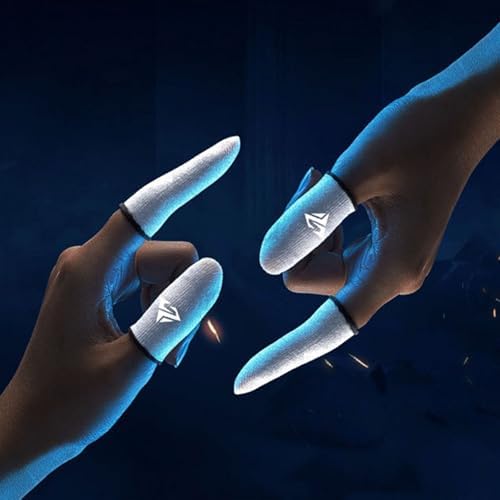 2Pairs Mobile Game Fingertip Gloves Sweatproof Anti-Slip Touch Screen Finger Sleeve Breathable Gaming Fingertip Cover Glass Silver Fiber - Image 2