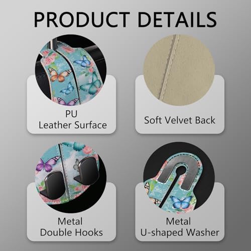Blusabaca 2PCS Car Seat Headrest Hooks, Purses Bags Holder, Butterfly - Image 4