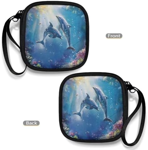Blue Dolphin Carrying Earphone Case Pouch Storage Bag Holder-Earbud Case Headphones Storage Bag Pouch for Headphone, Bluetooth Keys - Image 4
